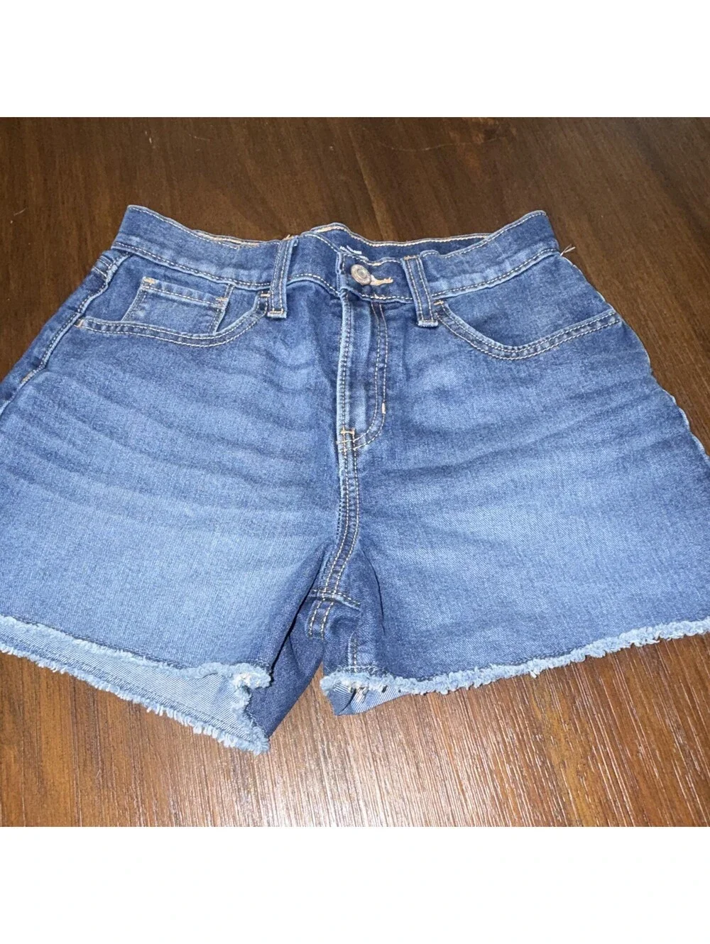Old Navy Girls Blue Denim Cut-Off Shorts Size 16 Regular Fit Light Wash Zip